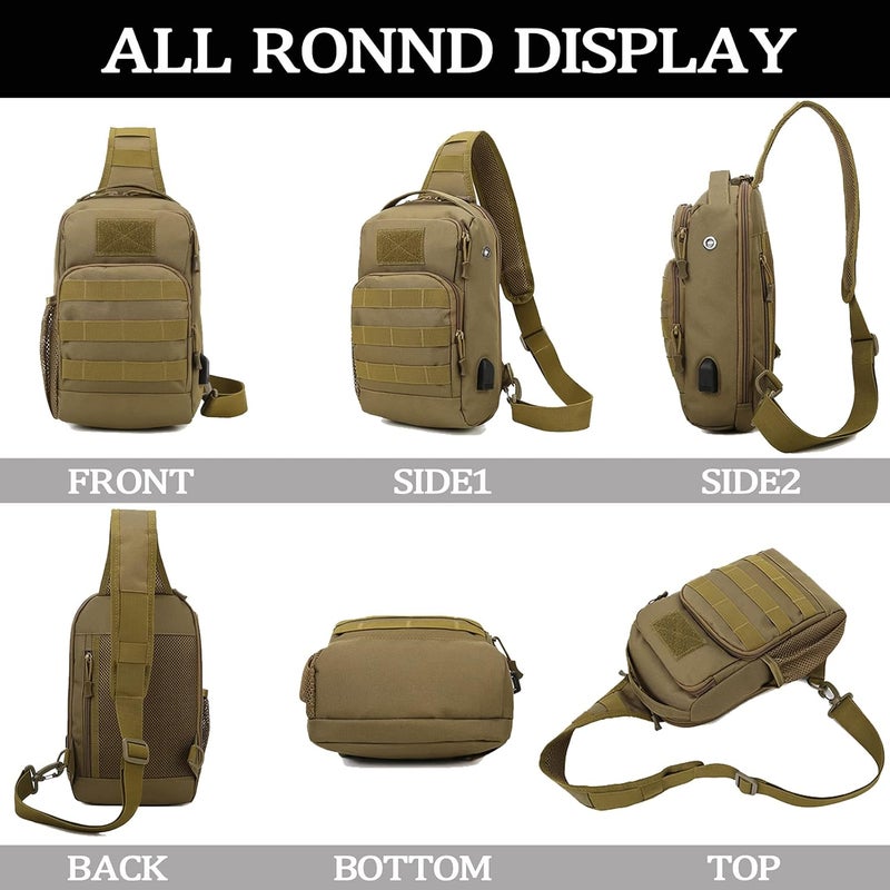 Valinov Tactical Shoulder Bag,Molle Shoulder Backpacks,Military Sling Daypack Backpack with USB Charging port - Image 5